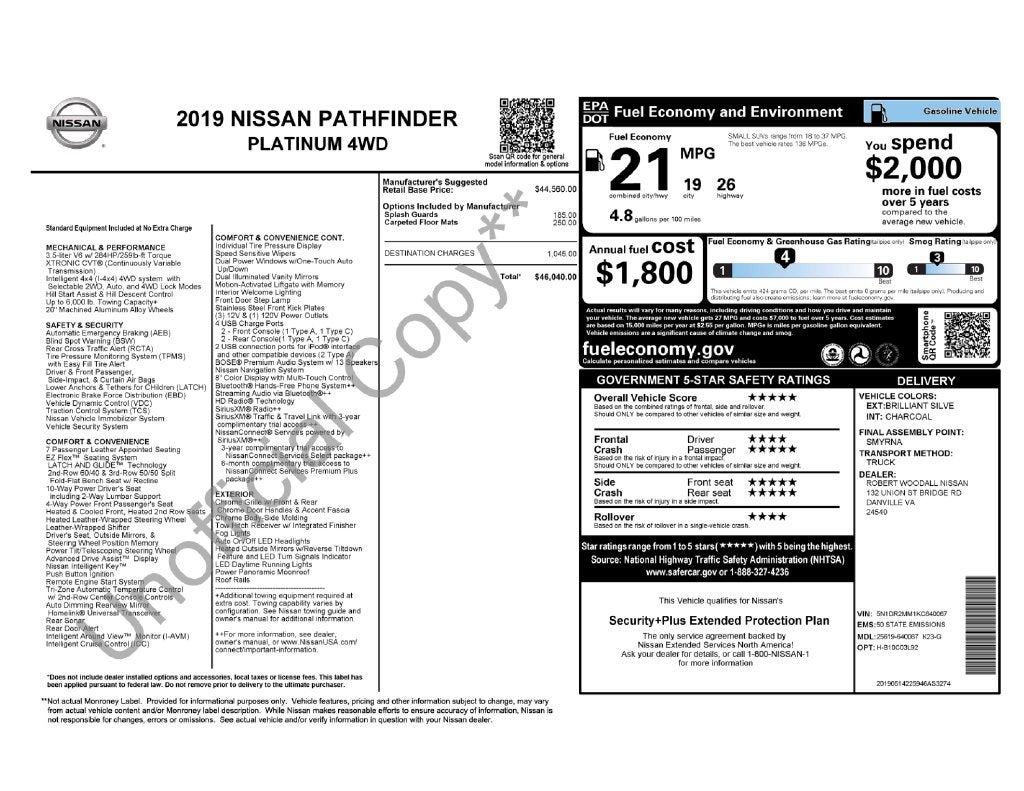 2019 Nissan Pathfinder Platinum