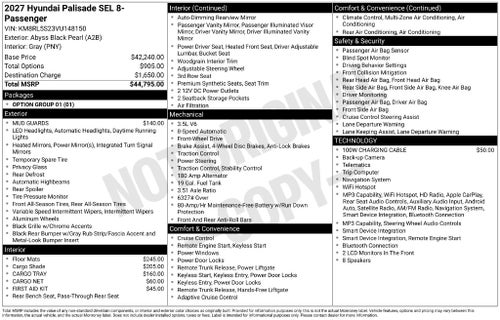 2027 Hyundai PALISADE SEL 8P